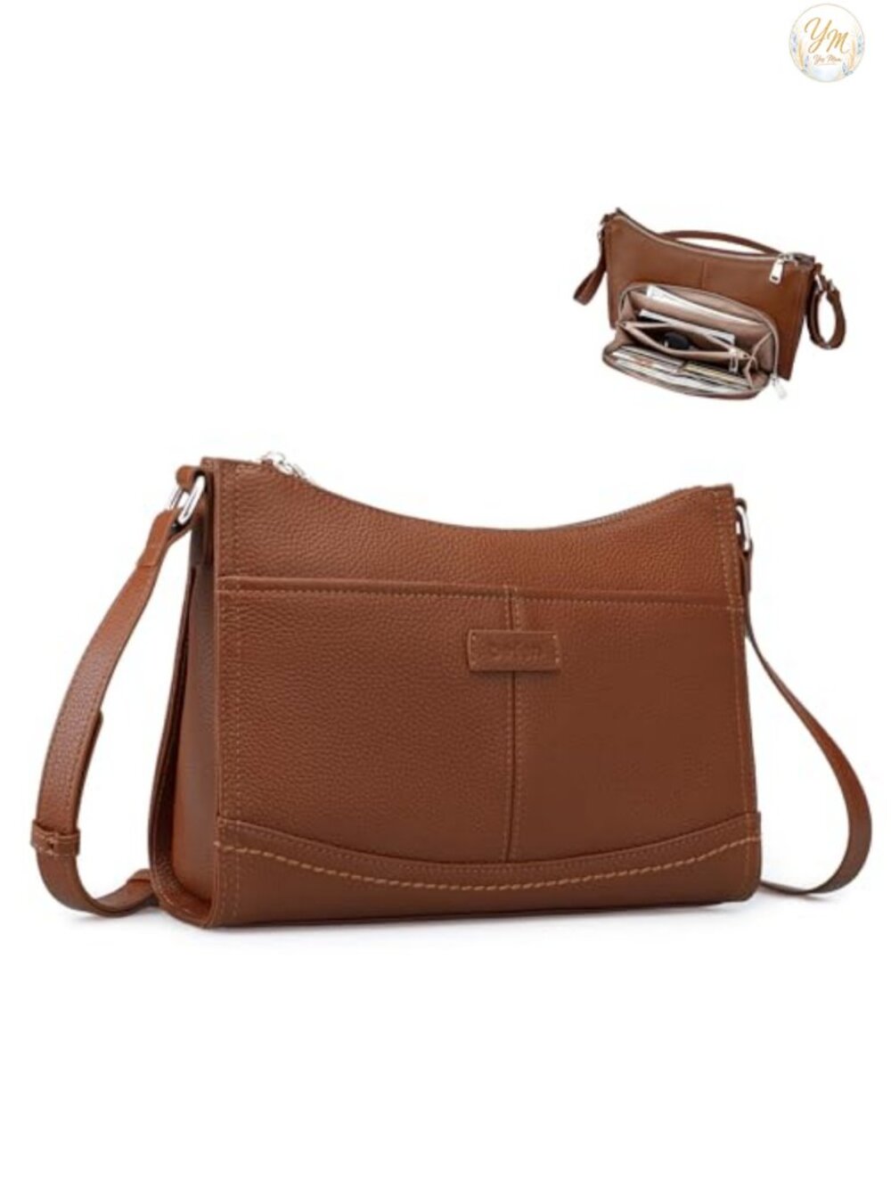 Genuine Leather Crossbody Bag with RFID Wallet for Women Travel Purse